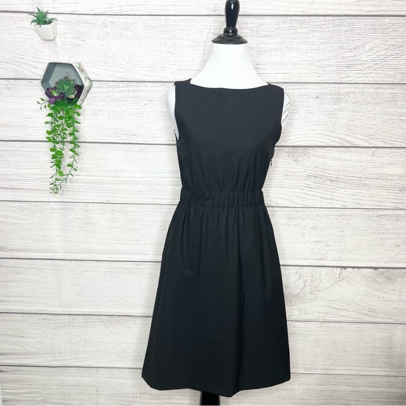 Theory Solid Black Sleeveless Cinched Waist Fit & Flare Dress Size 2 XS - Picture 1 of 11